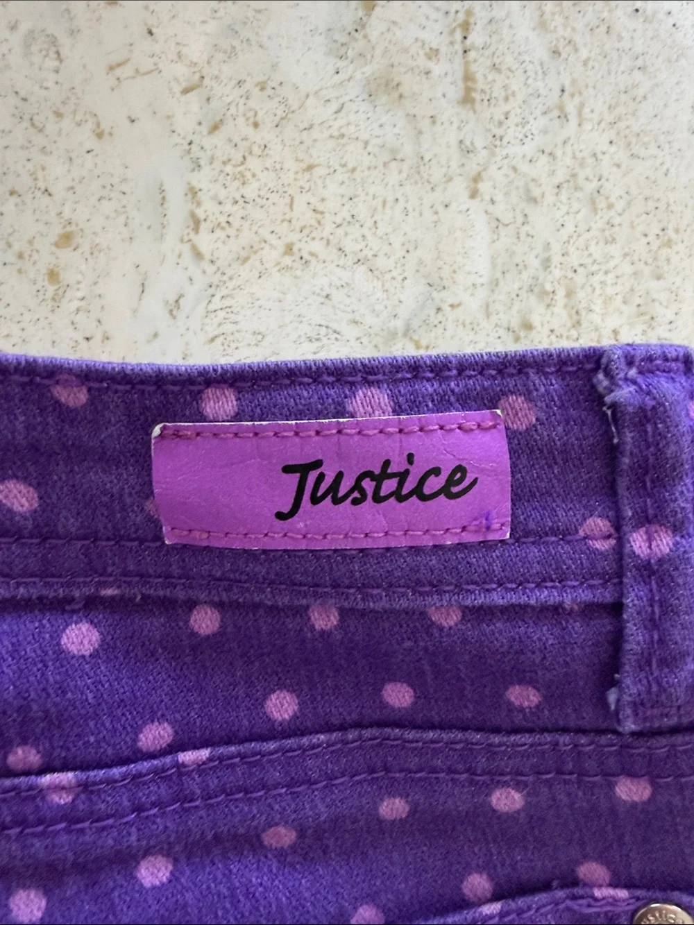 Justice Girls Purple Polka Dot Bedazzled Pocket Shorts Size 14 Regular